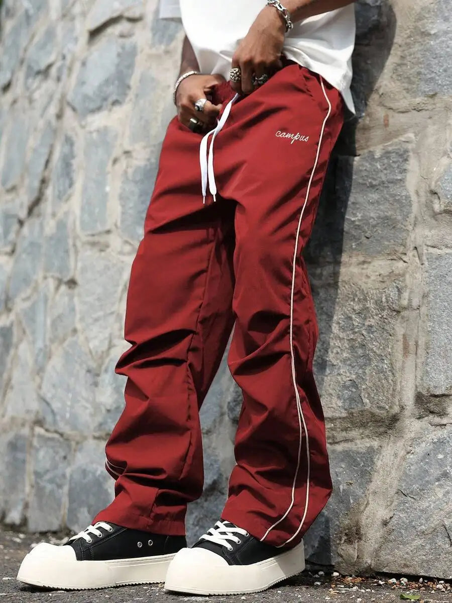 Men's Loose Fit Streetwear Joggers with Side Stripe, Lightweight Fall Pants