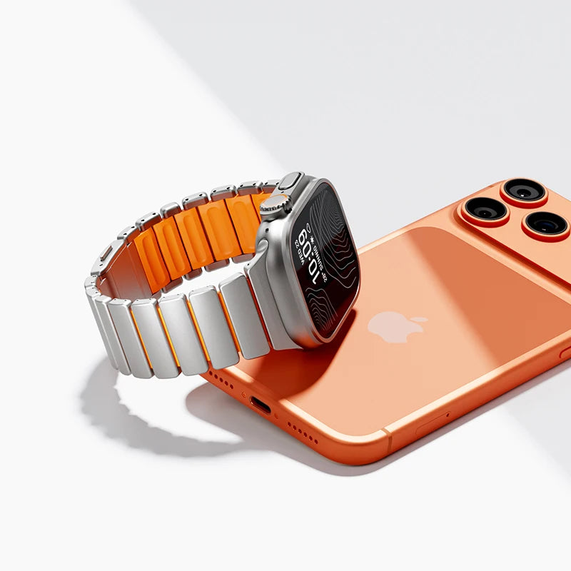 Titanium Metal Band For Apple Watch Ultra 3 11 10 9 8 7 SE  Silicone Magnetic Bracelet Strap iWatch 42mm 44 45mm 46mm 49mm  2028