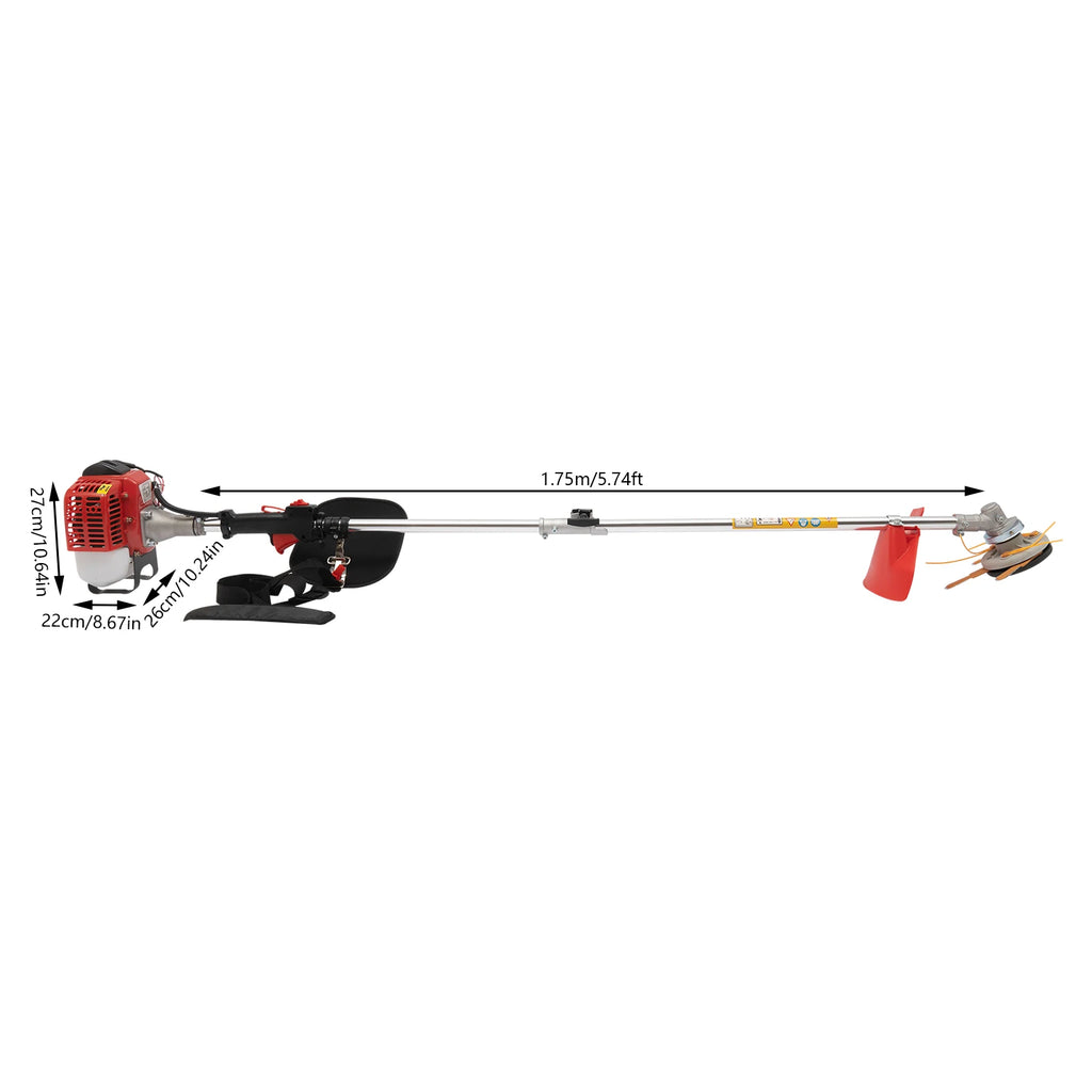 26CC 2-Stroke Gasoline Weed Eater 8500RPM Lawn Edger & Brush Cutter Professional Grass Trimmer for Garden Yard Farm 0.65KW Power