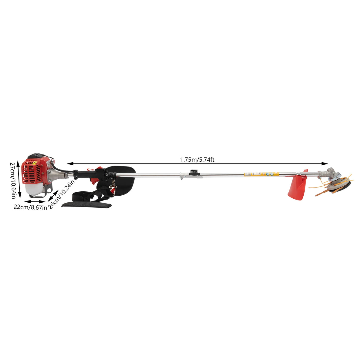 26CC 2-Stroke Gasoline Weed Eater 8500RPM Lawn Edger & Brush Cutter Professional Grass Trimmer for Garden Yard Farm 0.65KW Power