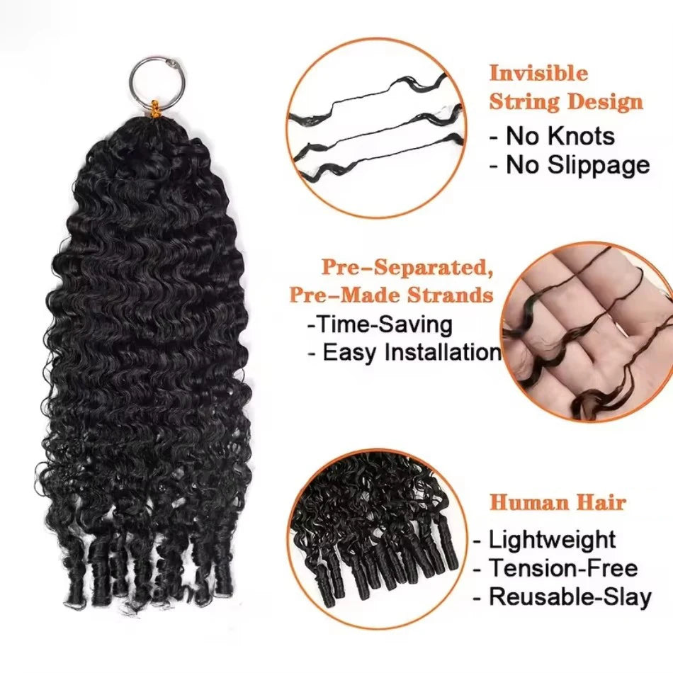 Burmese Curly Crochet Human Hair Feather Knotless Pre-Separated Crochet Hair Extensions Full Head Brazilian Hair For Black Women