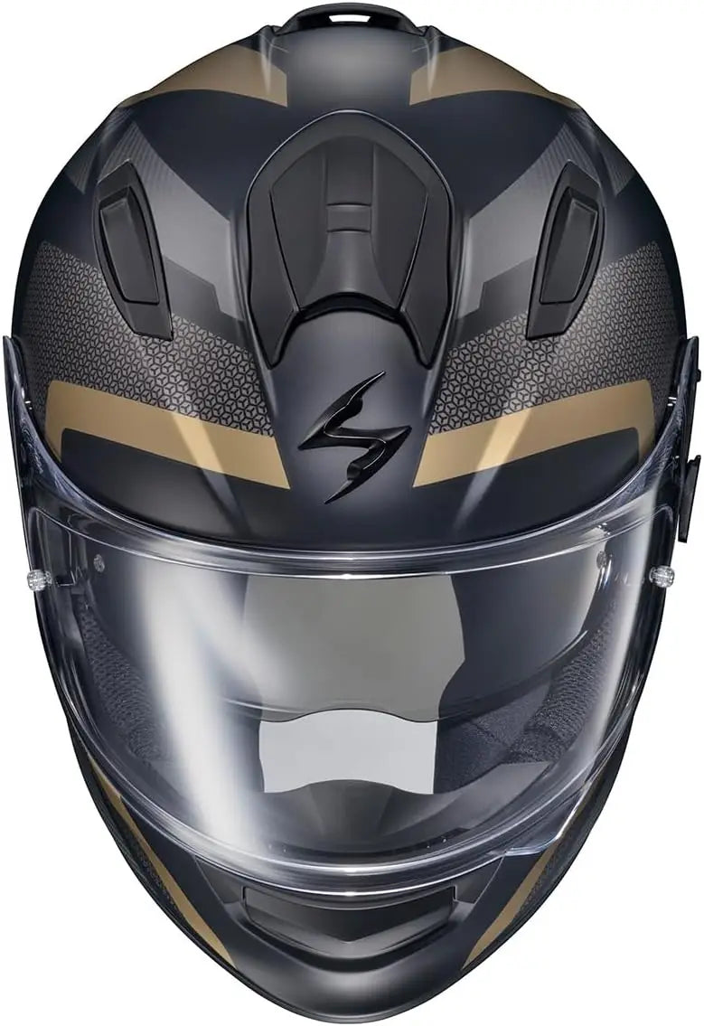 Ryzer Full Face Motorcycle Helmet with Pinlock Ready Shield with Integrated Speaker Pockets DOT ECE Approved Evolution (Gold-Lar