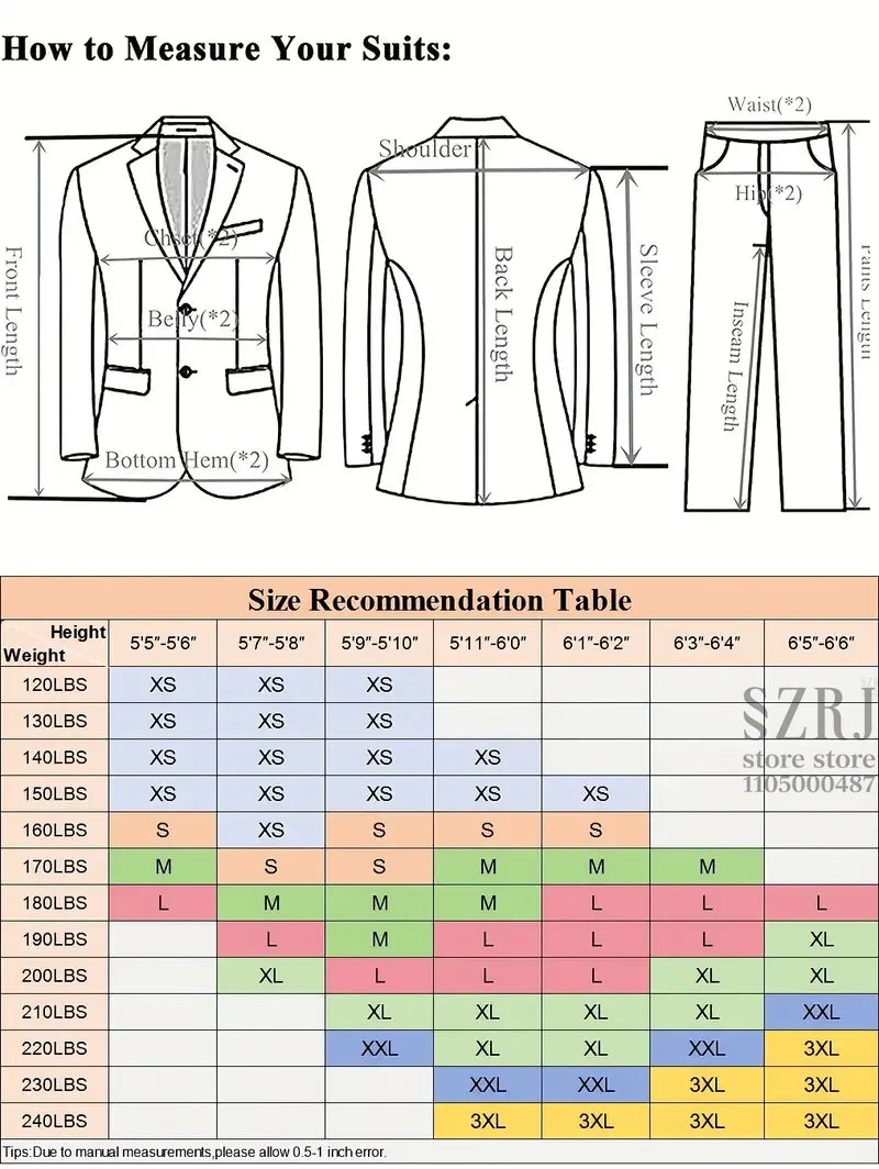 Men's 3 - Piece Suit Set, Featuring Decorative Lapel Design, Includes Jacket, Vest & Pants, Ideal for Formal Occasions，Wedding