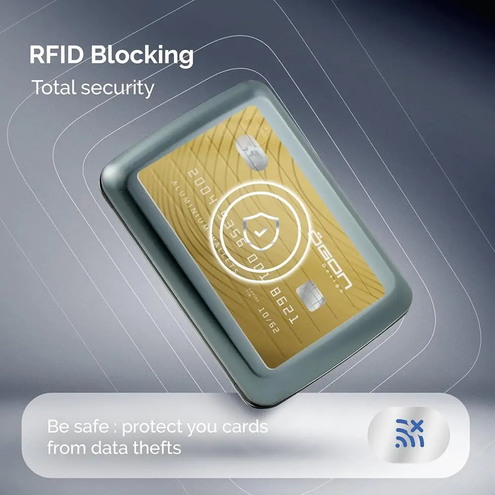 Aluminum card holder with metal lock, RFID protection against fraud and demagnetization, compact wallet, Smart Case