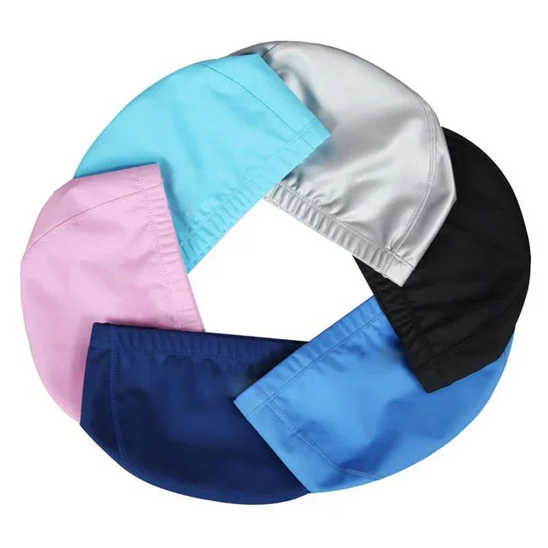 Hat Plus Size for Men & Women Adults NewWaterproof PU Fabric Protect Ears Long Hair Water Sport Swim Pool Swimming Bathing Caps