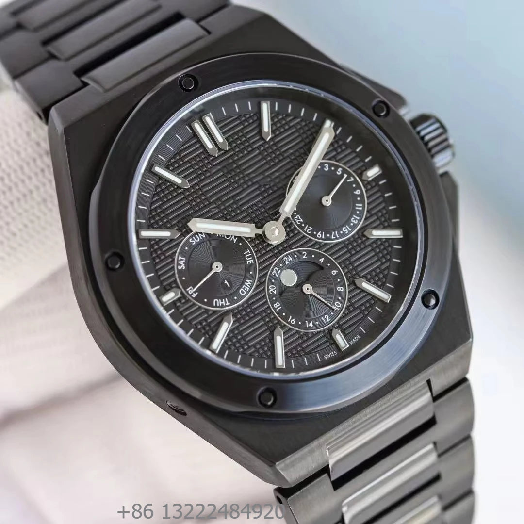 Classic Luxury Sport Moon Phase Multifunctional High Quality Automatic Mechanical Stainless Steel Luminous Watch