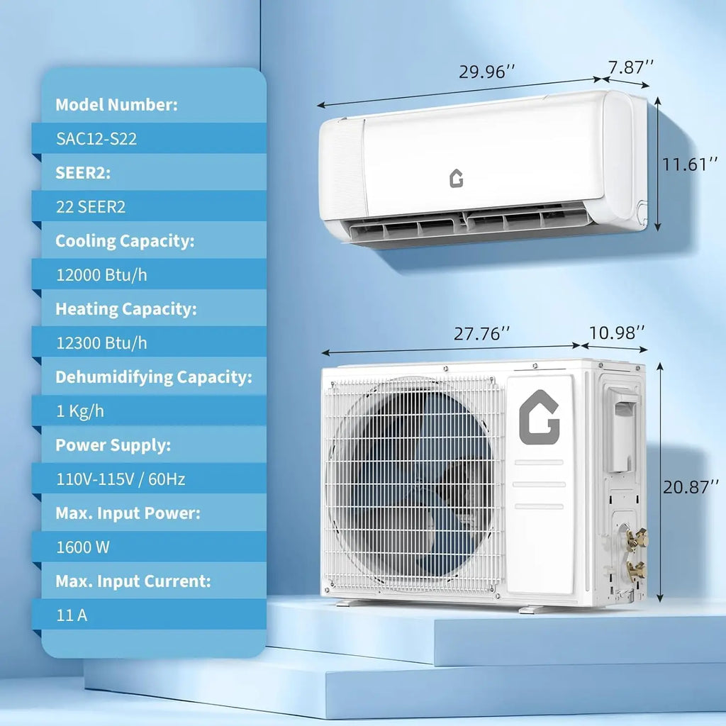12000 BTU Wifi Mini Split Air Conditioner with Heater 230V Energy Ductless Wall-Mounted AC Unit with Remote/Installation Kit