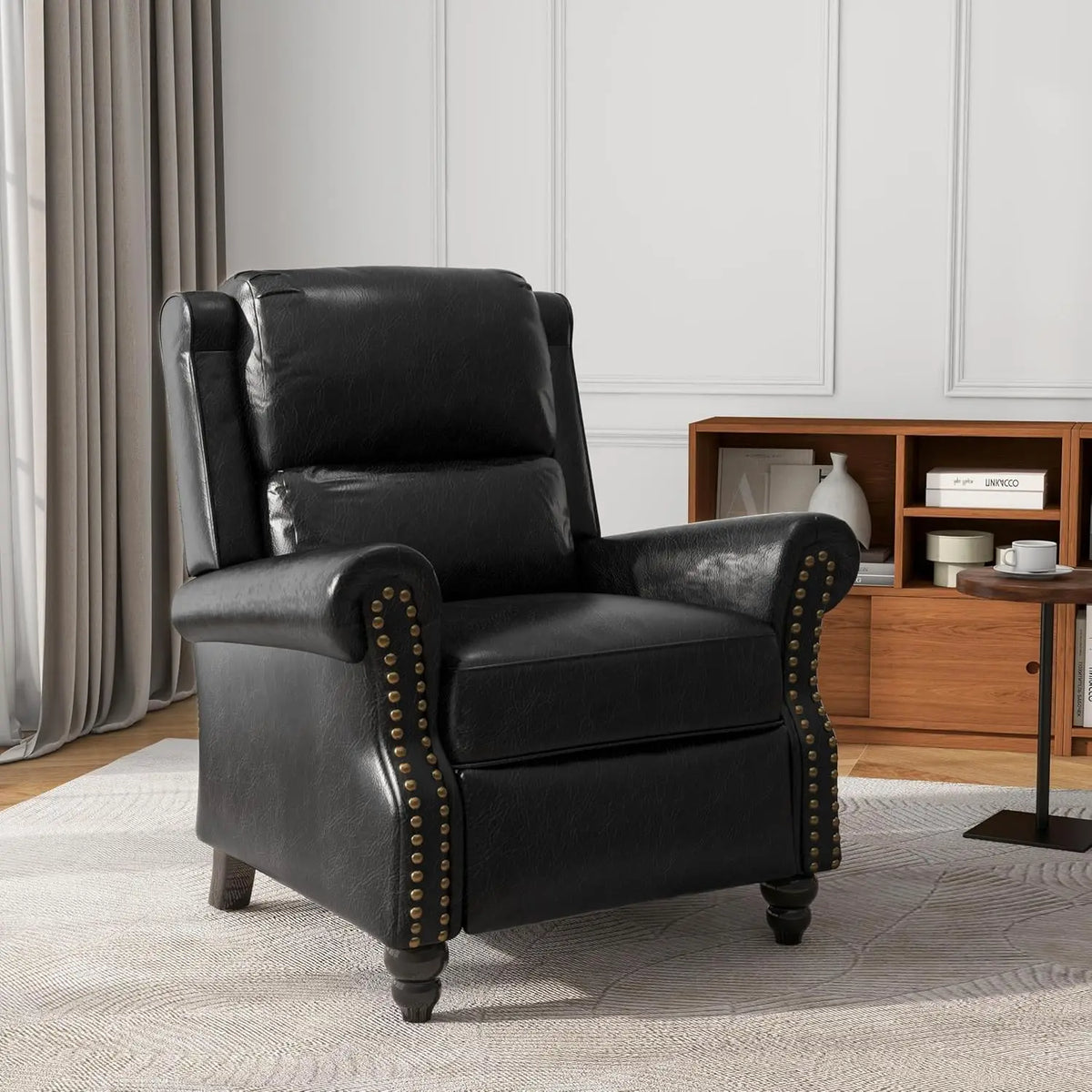 Pushback Floral Recliner Chair, Fabric Upholstered Armchair Push Back Accent Chair For Living Room, Rivet Trim Club, Customized
