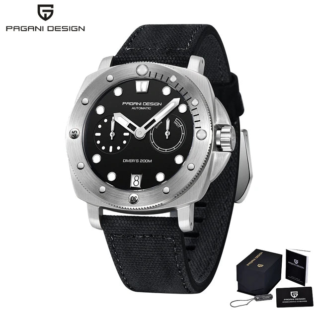 PAGANI DESIGN Luxury Diving Machinery Fully Automatic Men's Watch Stainless Steel Luminous Sapphire Glass Men's Sports Watch