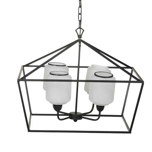 26"x26"x21.9" Iron Chandelier, Sleek Industrial Hanging Light for Kitchen, Dining Room, Foyer, Bulb Not Included, Contemporary
