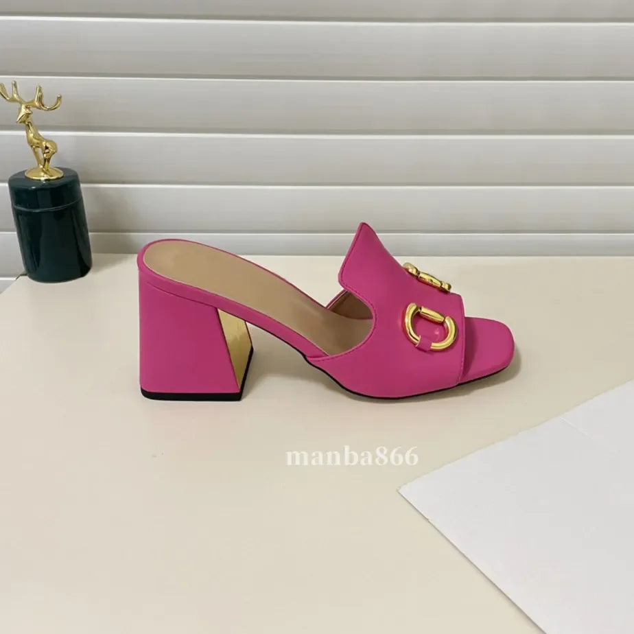 2025 Luxury Designer Sandals High Mid Low Heels Female Sandale Womens Fashion Luxe Leather Casual Summer Shoes Slides Slippers P
