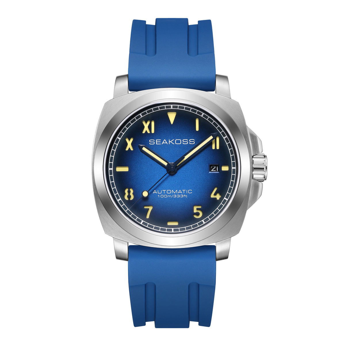 SEAKOSS Men's Diving Watch 10ATM Seagull ST1612 Movement Automatic  Watches for Men Luminous Calendar Sapphire Stainless Steel