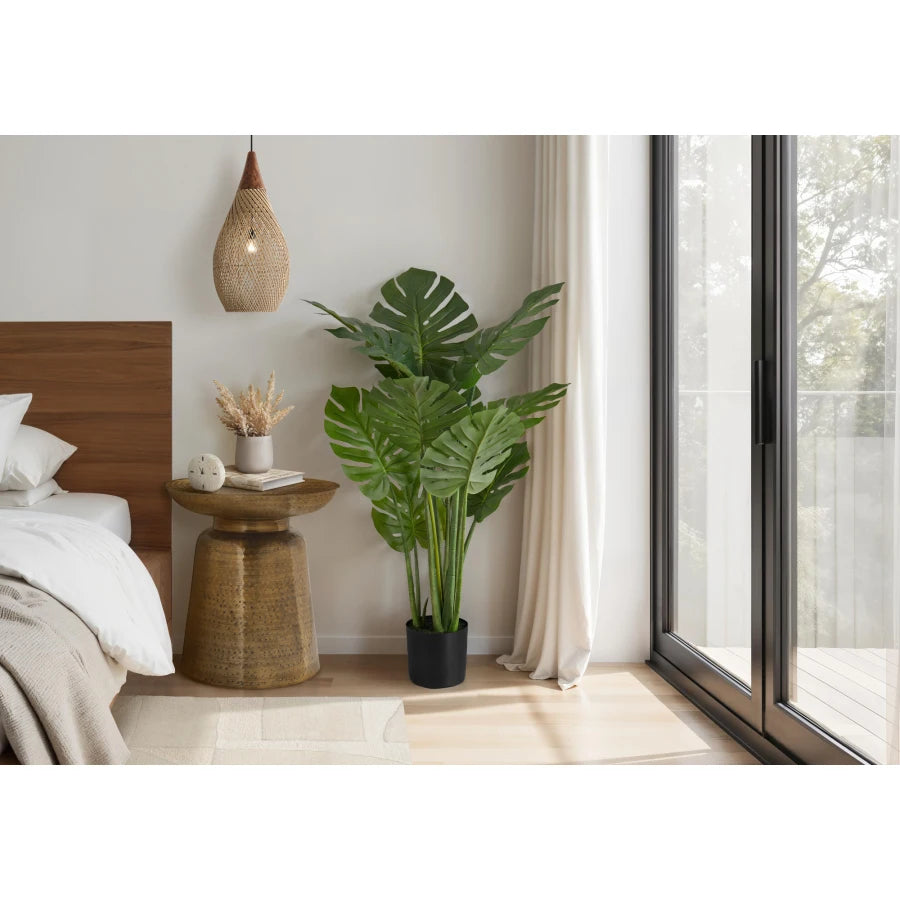 Artificial Plant 45 Tall Monstera Tree Indoor Faux Floor Potted Greenery Real Touch Decorative Green Leaves Black Pot