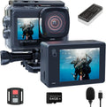 Dual Screen Action Cam 4K60FPS 8X Zoom EIS 48MP WiFi Sports Camera 40m Waterproof 2.4G Remote 64GB Card