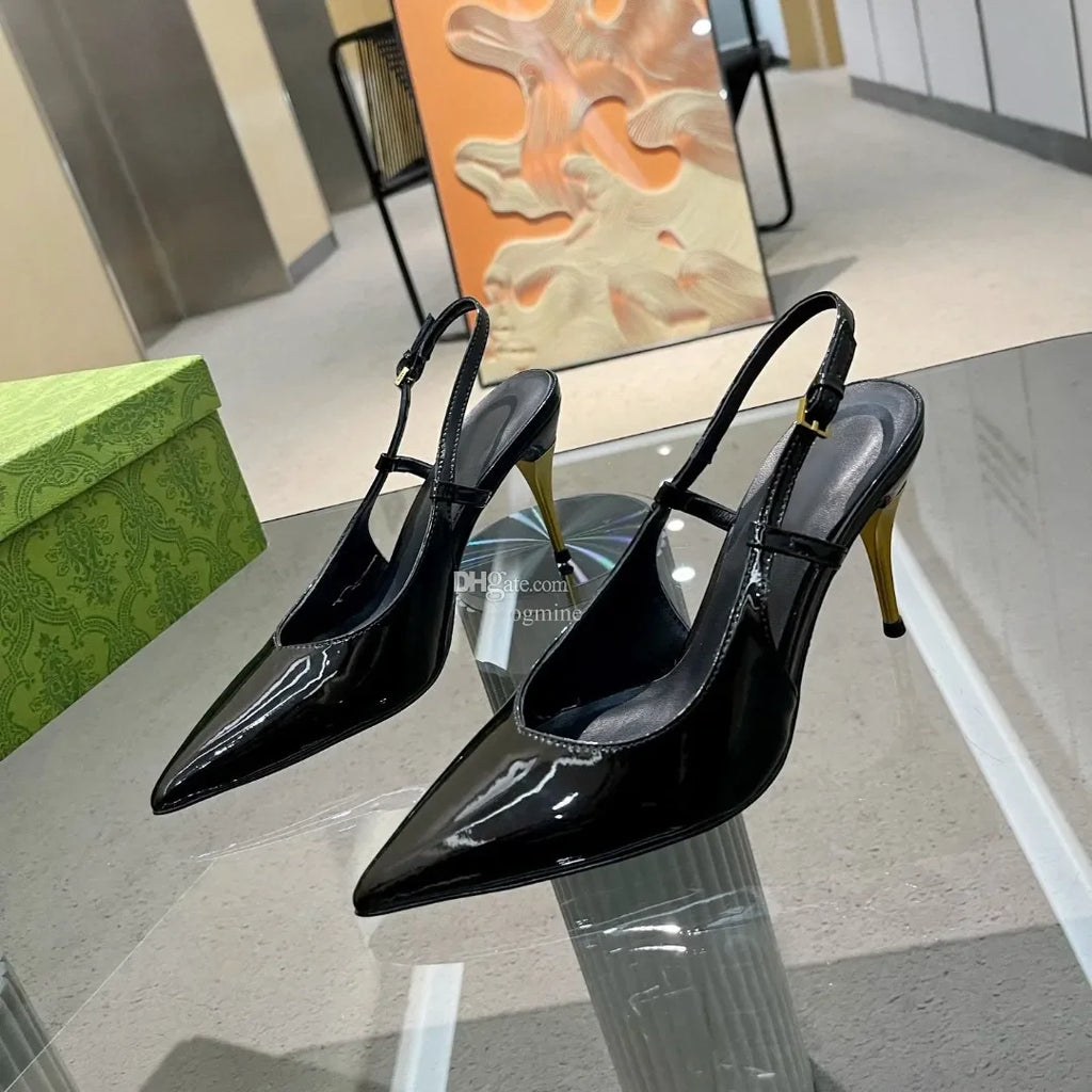 slingback pump classic 90s shoes designer velvet canvas Leather Sandals Square toe Square Heels Aria Strap Women High Heels Wome