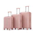 20 /24 /28  3 pcs/set in ABS Spinner Wheel Luggage, Carry on Suitcase, with Cup Holder & USB Port & Phone Holder (Pink) Upgraded