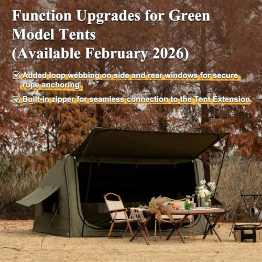 Inflatable Canvas Tent with Pump Easy Setup Blow Up Tent for Camping Outdoor Waterproof Durable Tent in Beige with Fast Inflati