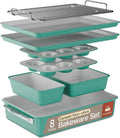 8-Piece  Set - Ceramic Non-Stick Coating, Baking Sheets, Assorted Baking Pans,