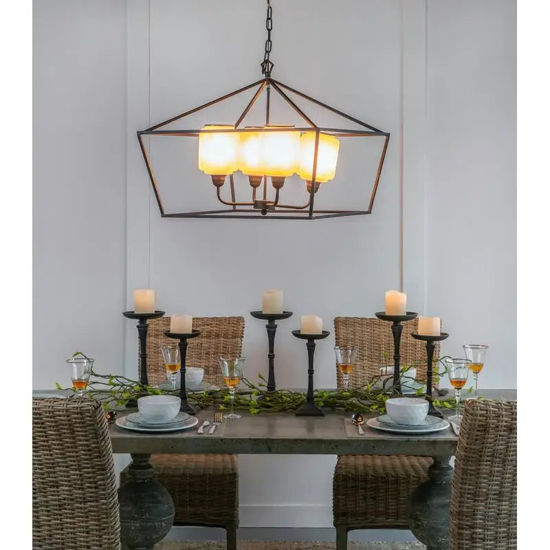 26"x26"x21.9" Iron Chandelier, Sleek Industrial Hanging Light for Kitchen, Dining Room, Foyer, Bulb Not Included, Contemporary