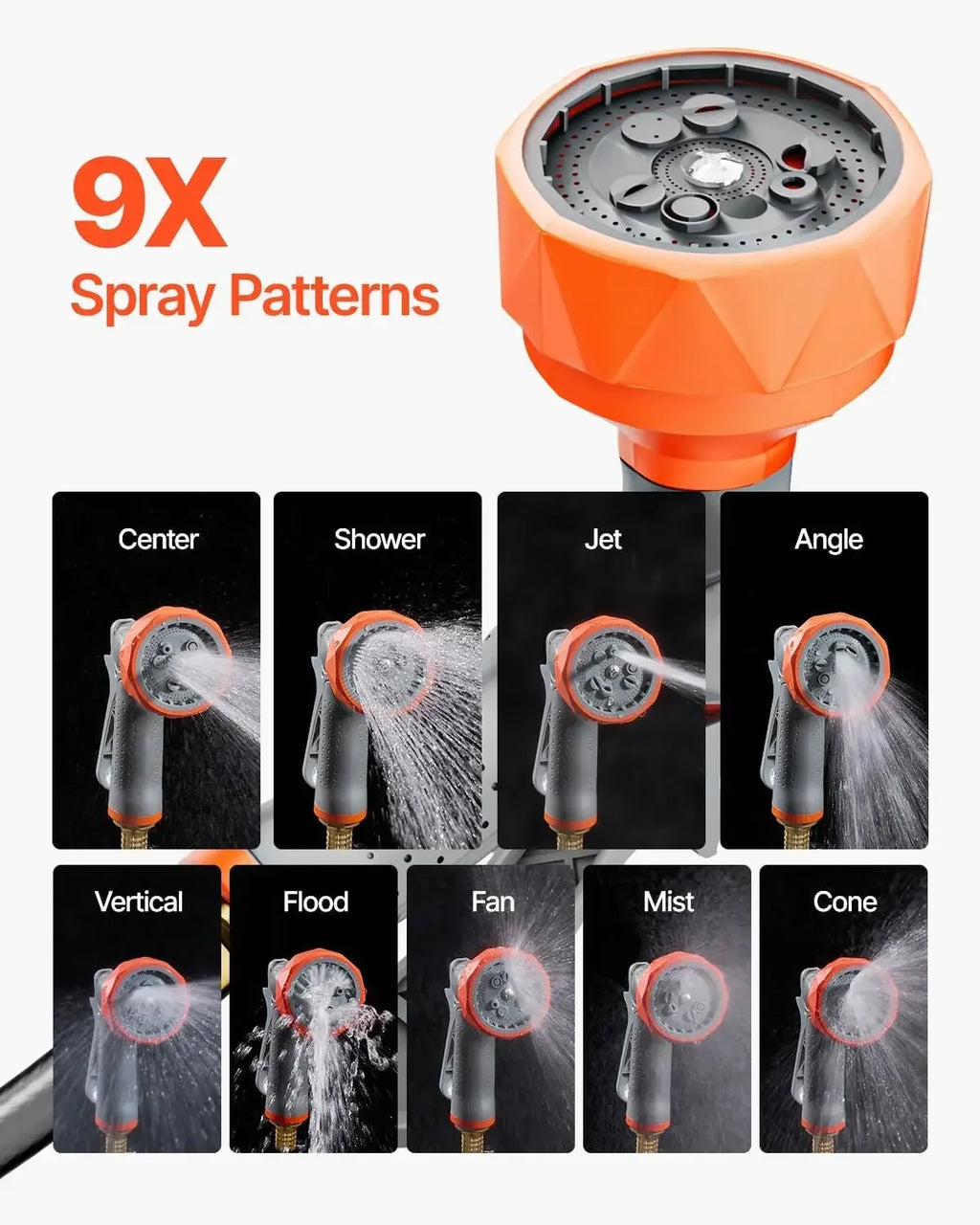 Retractable Garden Hose Reel, 5/8 Inch x 100 ft Wall Mounted Hose Reel, Heavy Duty Garden Hose Reel with 9 Patterns Nozzle