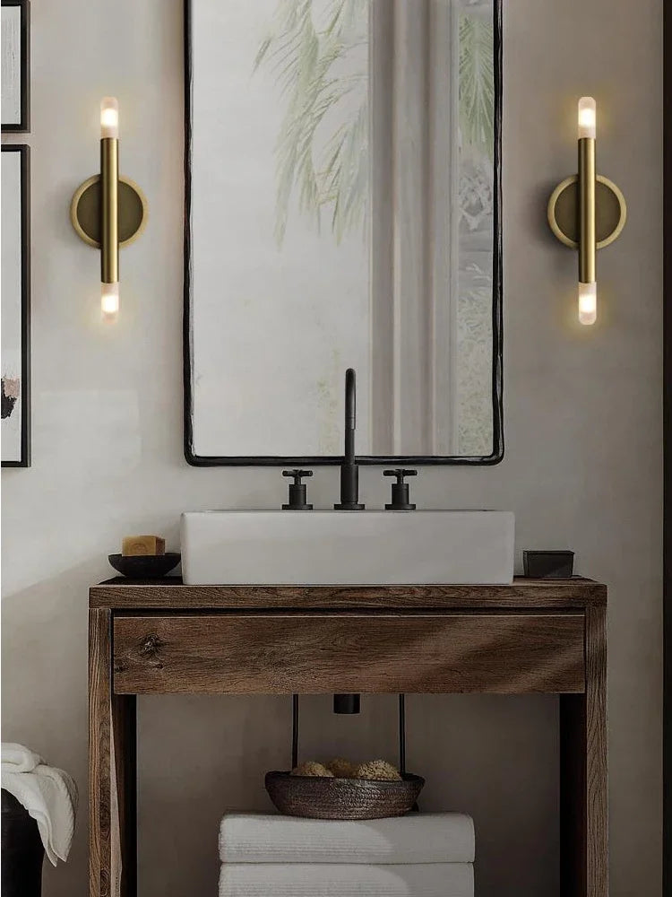 Industrial Style All Copper Light Luxury G4 Line Wall Lamp Living Room Corridor Foyer Bedroom Bedside Creative Mirror Headlight