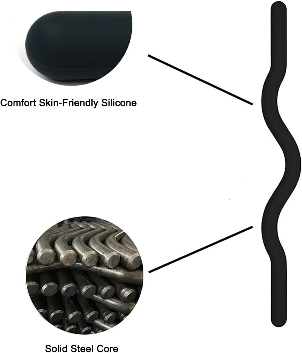 Weighted EZ Curl Bar for Yoga, Pilates and Strength Training, Solid Steel, Soft Silicone Surface for Body Toning