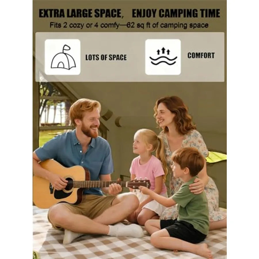 Inflatable 4-6 Person Waterproof Glamping Tent with Stove Jack Mesh Windows Easy Blow Up Tent for 4 Seasons Outdoor Camping Hot