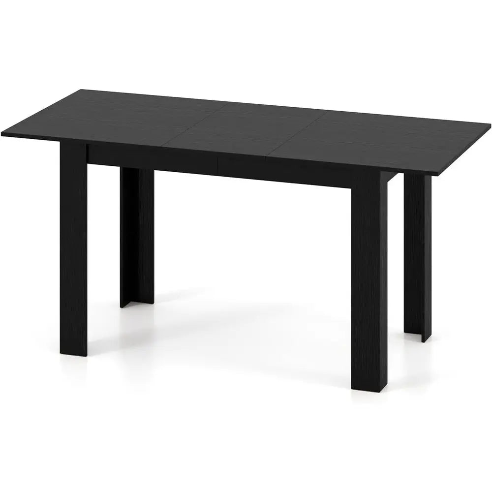 47-62 Inch Extendable Dining Table with L-Shaped Legs for Kitchen & Dining Rooms - Black