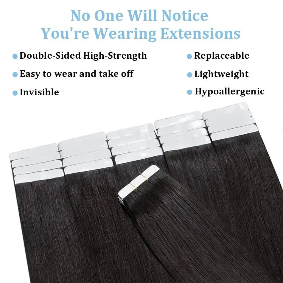 Invisible Tape In Hair Extensions Human Hair Hand Tied Tape in Hair Extensions Natural Adhesive Tape Hair Extension 20pcs/pack