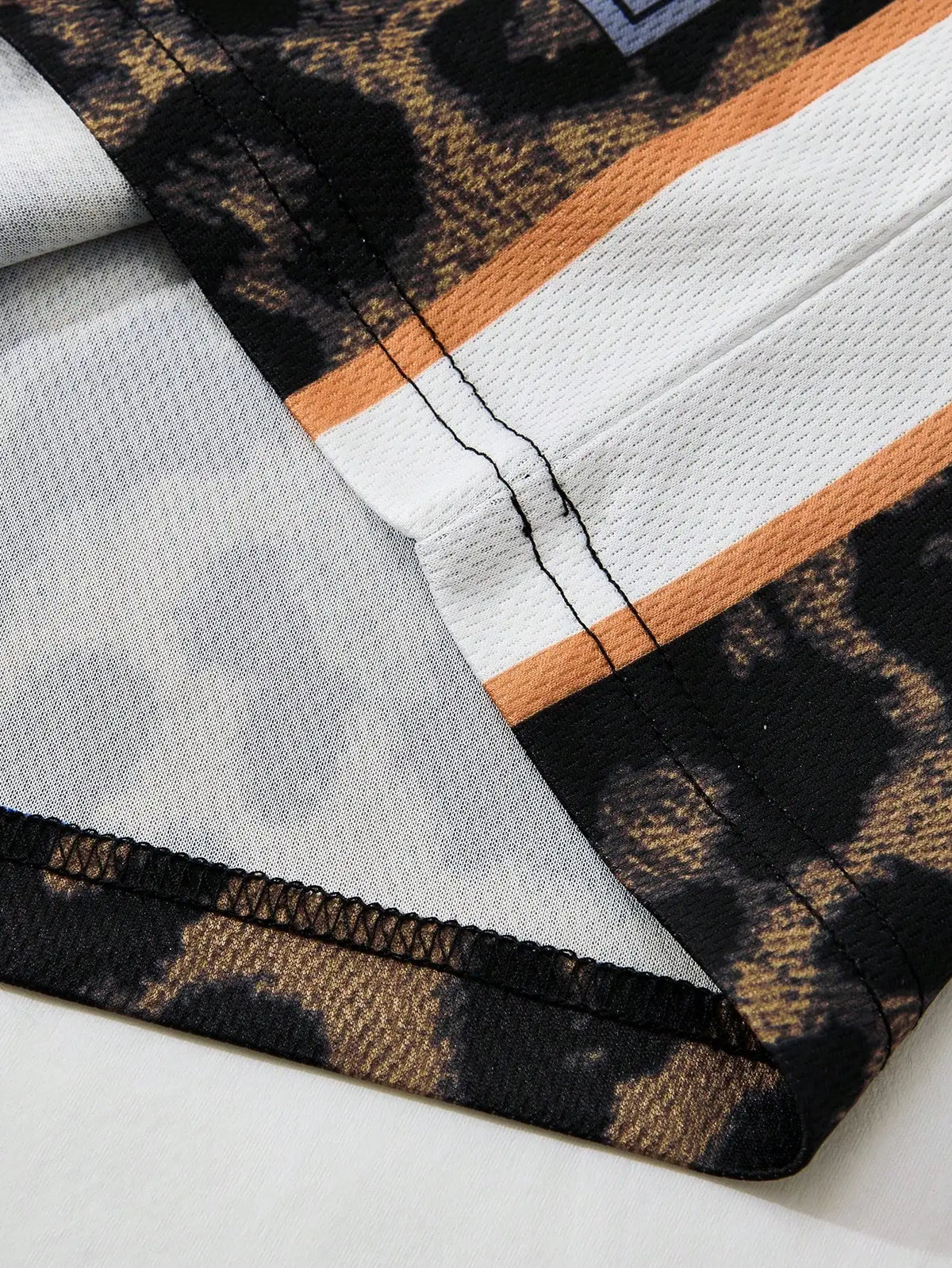 Men's Sleeveless Basketball-Style Tank Top with Leopard Print and Bold Number Design