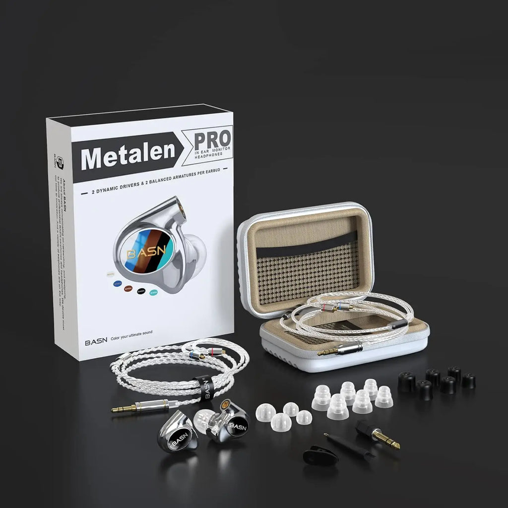 Professional 4-Driver In-Ear Monitors for Musicians, Noise Isolating with Enhanced Bass, CNC Metal Shell, Detachable Cables