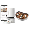 Automatic Cat Feeder with 1080P HD Camera and Night Vision for Small Pets Stainless Steel Slow Feeder Bowl in Silver 1.125 Cup