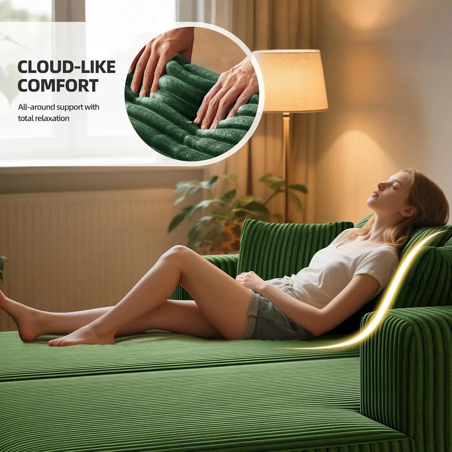 80.3" Oversized Double Lounge Chaise, Boneless Lounge Sofa Bed with 4 Pillows, Cloud Loveseat Sleeper Couch for, Customized