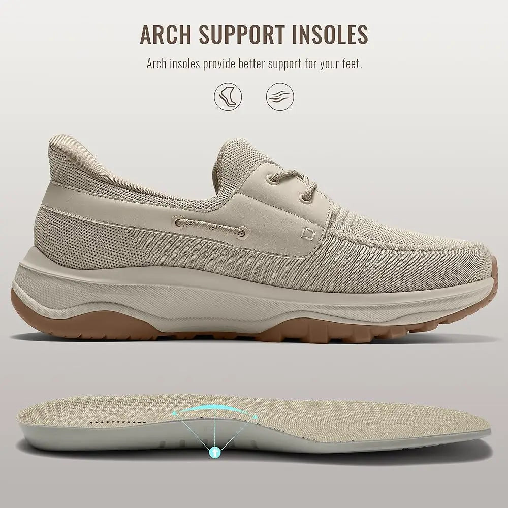 Slip On Shoes for Men Orthopedic Walking Shoe with Arch Support Hands Free Loafers Casual