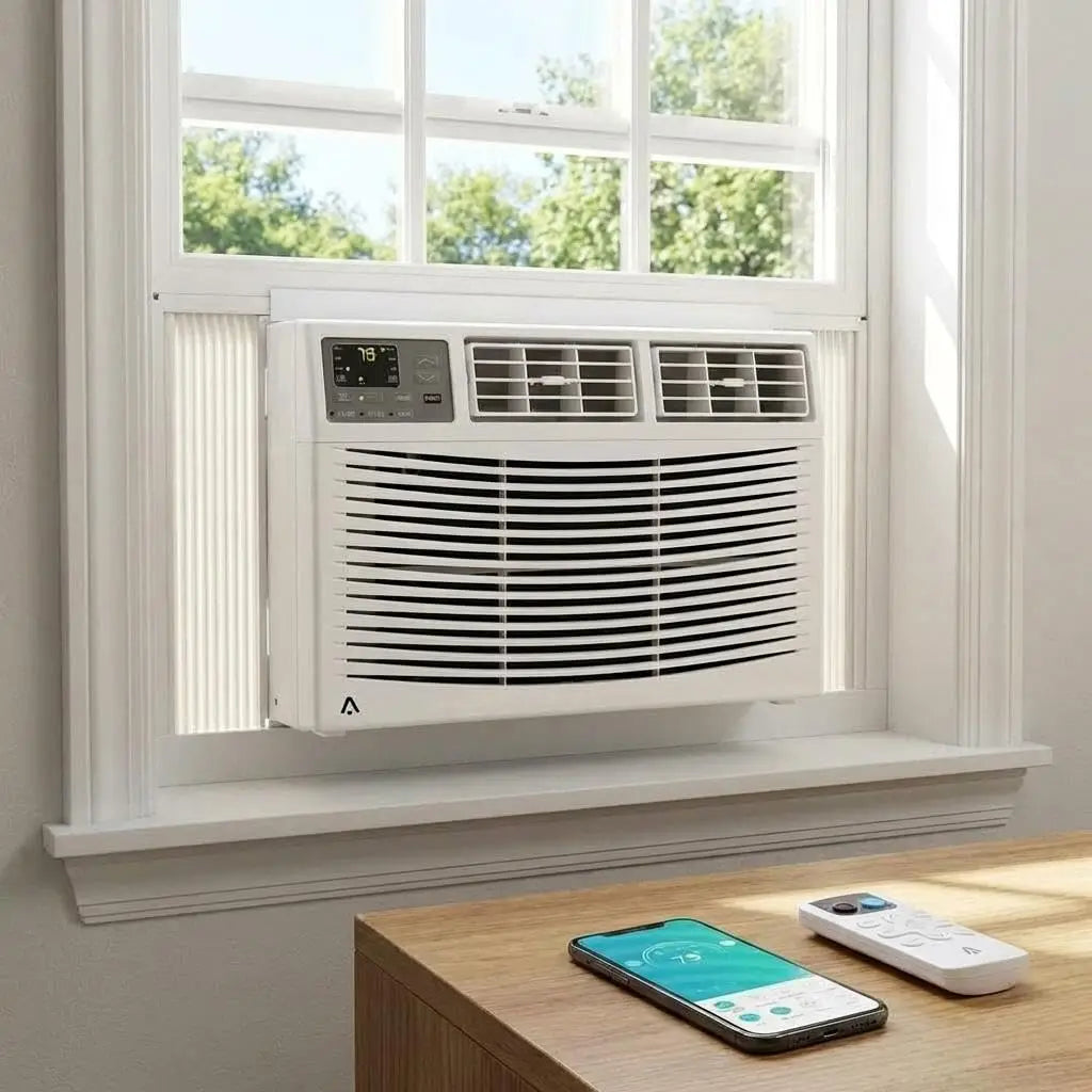 Window Air Conditioner Heat Pump, 18000 BTU 7-in-1 Smart Inverter Window AC Unit 750 Sq ft Cool Heat Fan