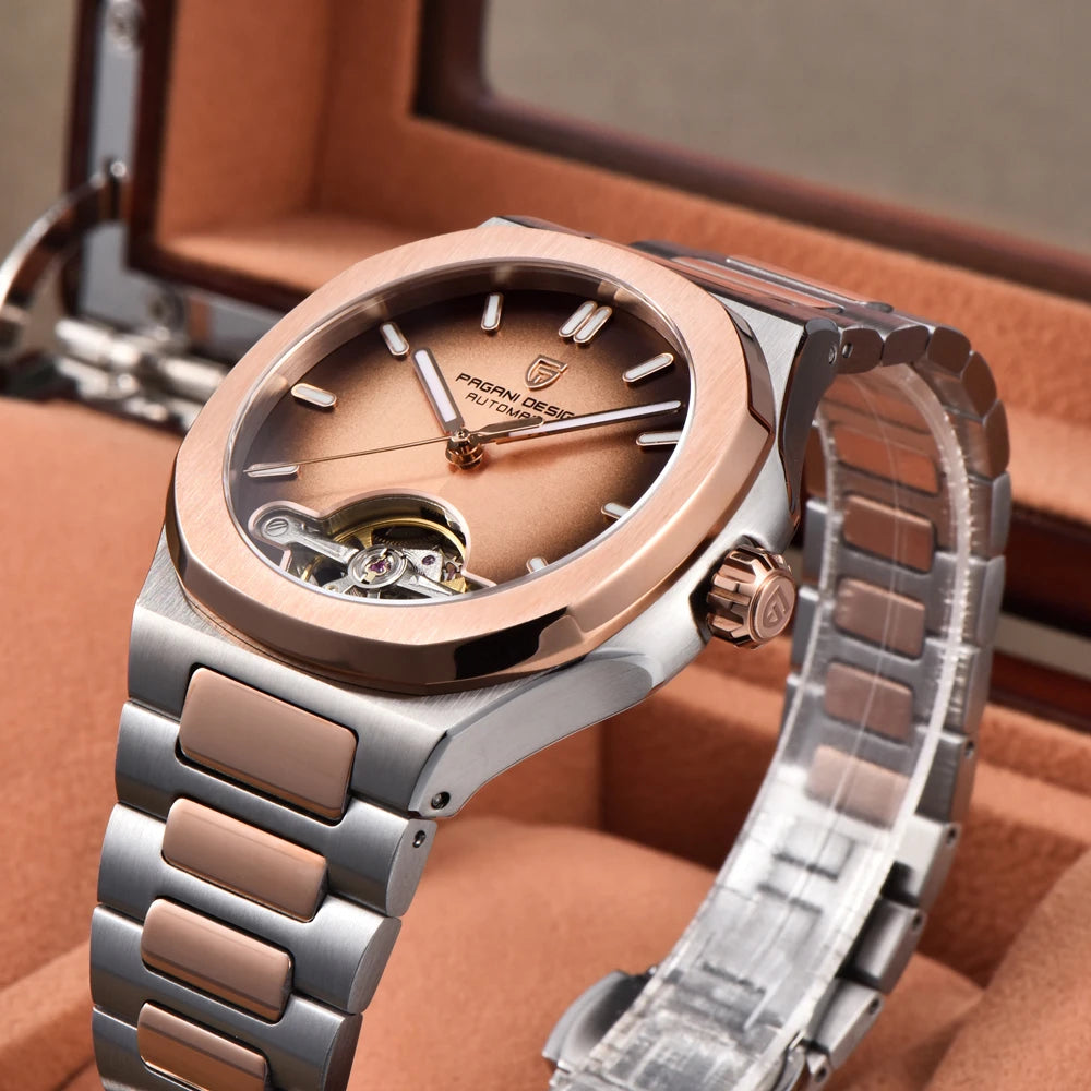 2026 New PAGANI DESIGN Tourbillon Men's Mechanical Watches Gold Luxury Automatic Watch For Men AR Sapphire Waterproof Luminous