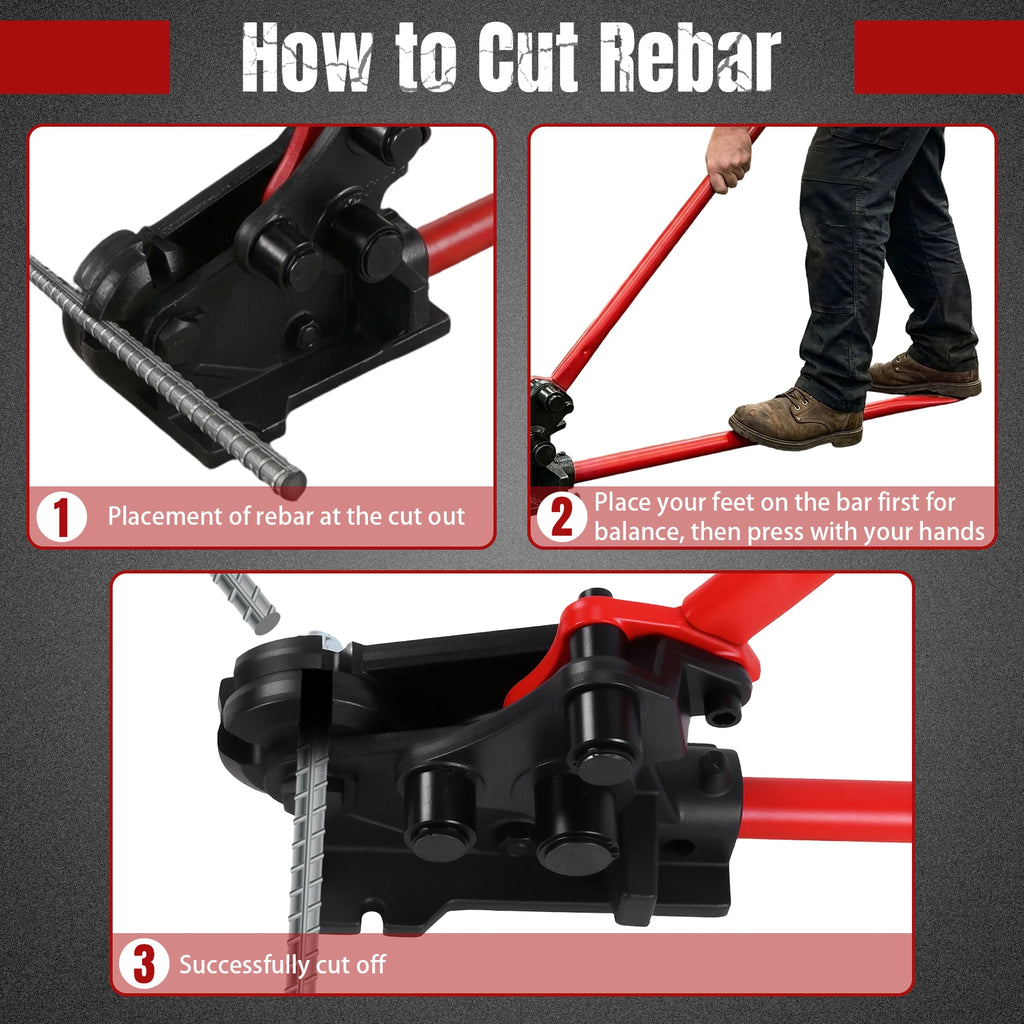 2-in-1 Rebar Cutting Tool Rebars Up To 5/8inch Tubing Bender with No-Slip Handle Grip for Effortlessly Cuts Bends Reinforcement