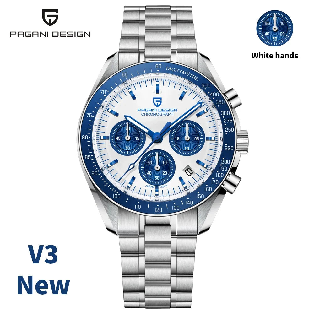 PAGANI DESIGN 2026 New Moon Men's Watches Luxury Quartz Watch For Men Sport Speed Chronograph AR Sapphire glass 100M Waterproof