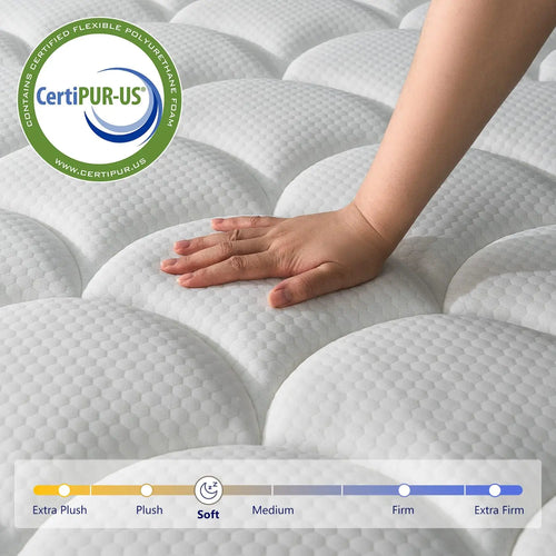 12" Plush Hybrid Mattress Pillow Top Memory Foam Pocket Spring Breathable Pressure Relief Bed in Box, Customized