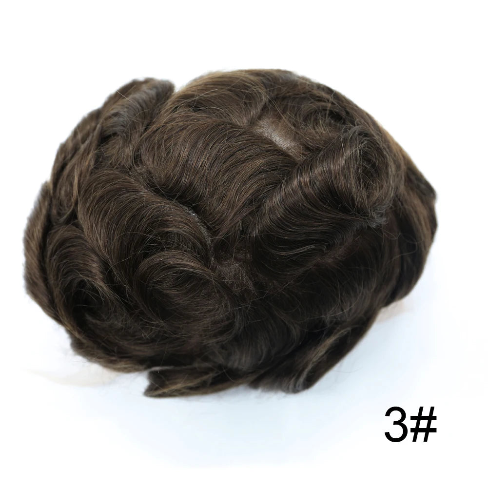 Mens Toupee Full Poly 0.10mm Injection Pu Human Hair System Hairpieces Male Hair Prosthesis Male Wig for Hair Loss Solution