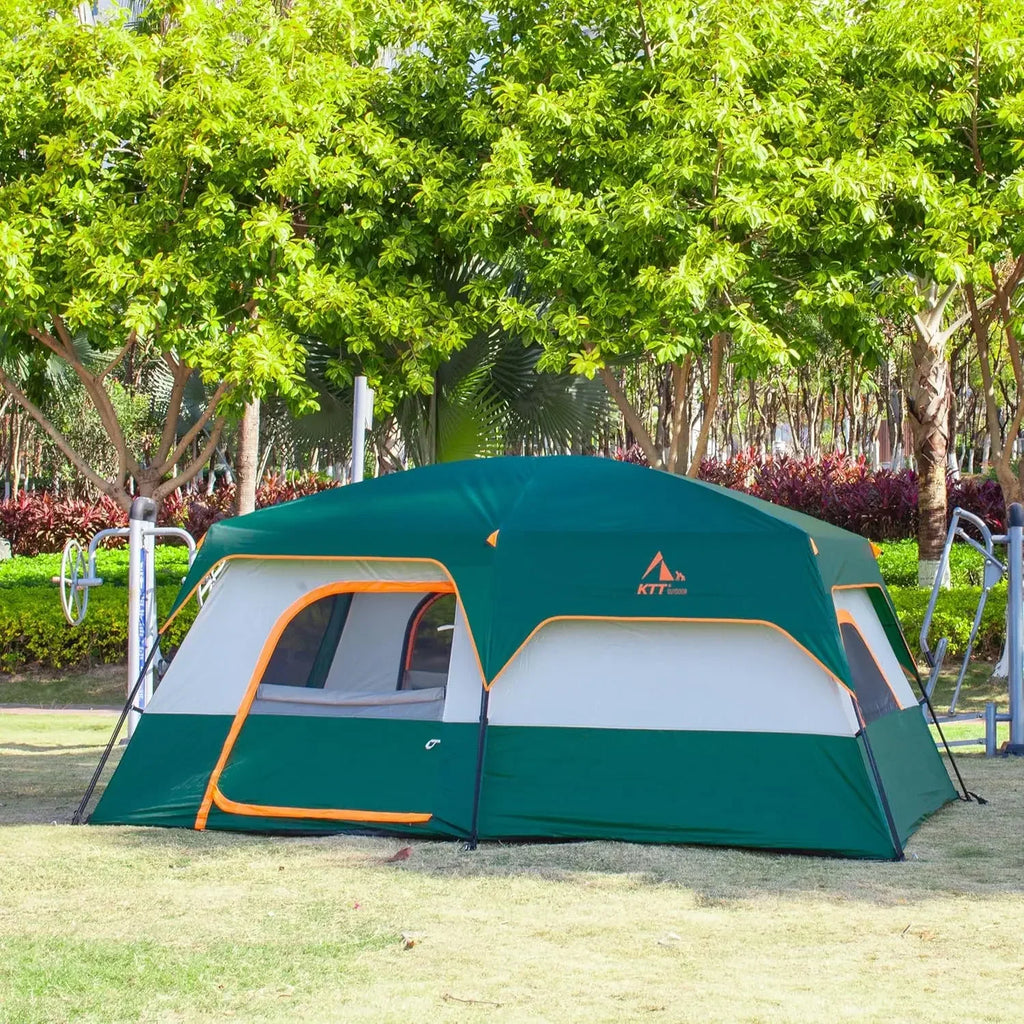 Extra Large Tent 6-10-12-14 Person(B),Family Cabin Tents,2 Rooms,3 Doors and 3 Windows with Mesh,Straight Wall,Waterproof,Double