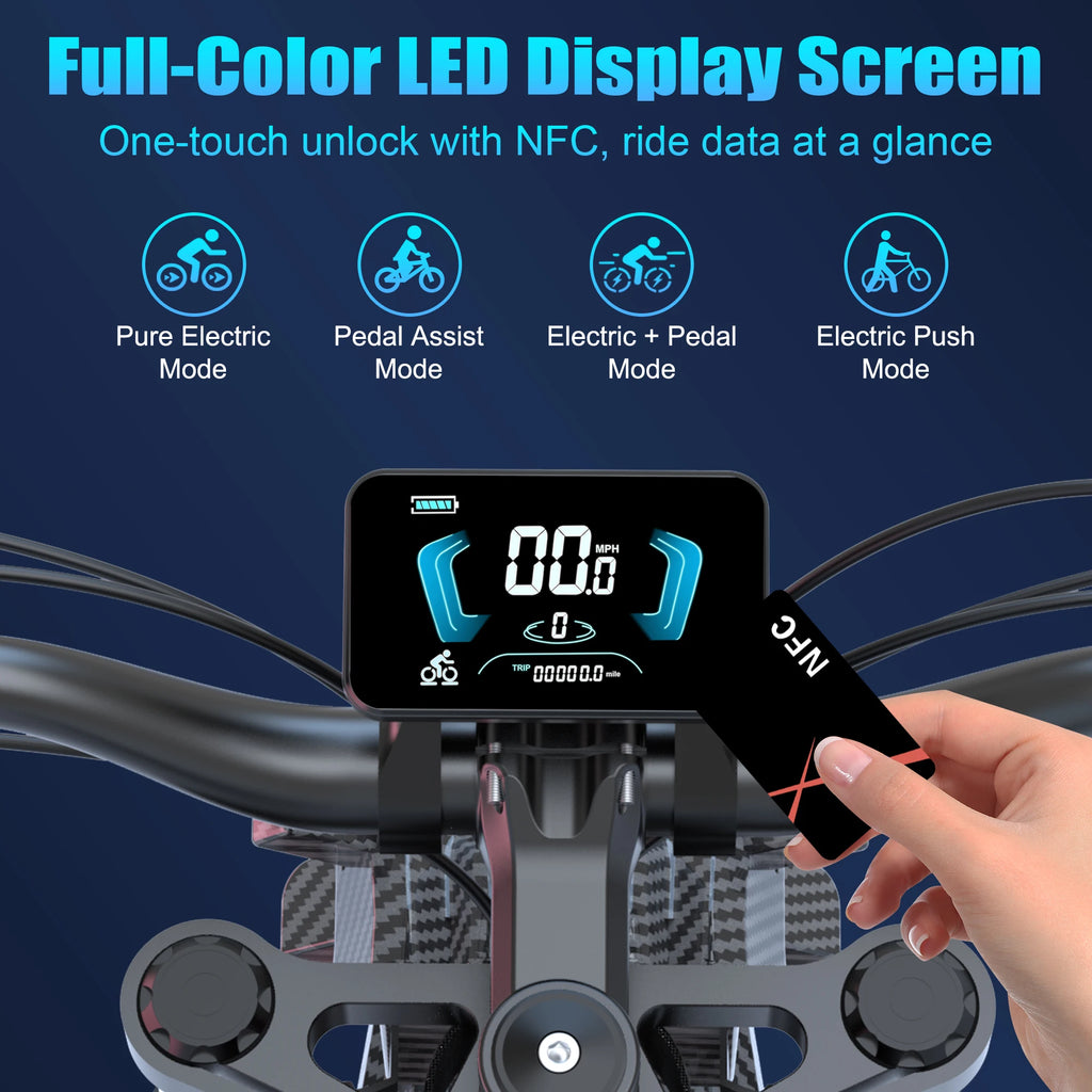 Moveloop T1 Ultra Electric Bike 3000W 48V/20AH Battery 40-80 Miles 35 MPH 17-Inch Off-Road Tires Adult Electric Bike