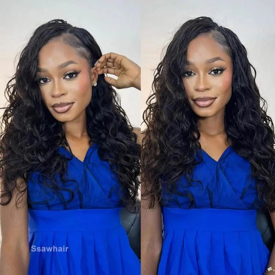 Body Wave Pre-Separated Crochet Hair Extensions Human Hair Knotless Pre-Separated Feather Crochet Braid Hair 26 Inch 2Pcs/120g