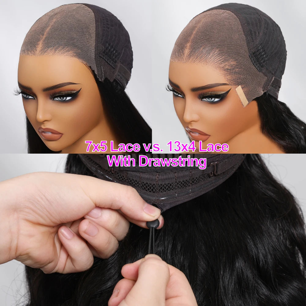 Unice Hair Drawstring Cap 7x5 & 13x4 Water Wave Human Hair Wig With Baby Hair Pre Cut Pre Bleached Pre Plucked Glueless Wigs