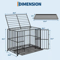 36/42/48 Inch Heavy Duty Stainless Steel Dog Crate Escape Proof Indestructible Dog Kennel  With Wheels & Removable Tray
