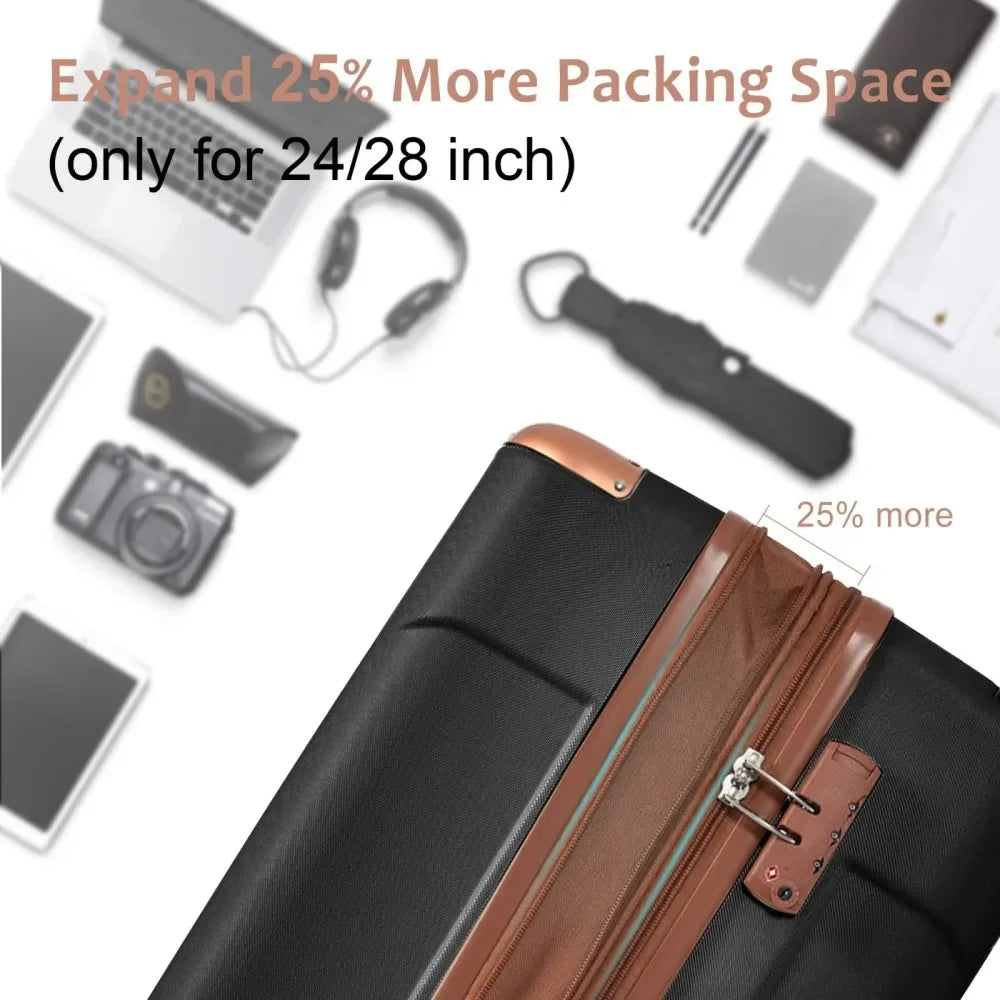 Luggage Sets 3 Piece, Expandable Hard shell ABS Suitcases with Double Spinner, Travel luggage Set with TSA Lock (20/24/28inch)