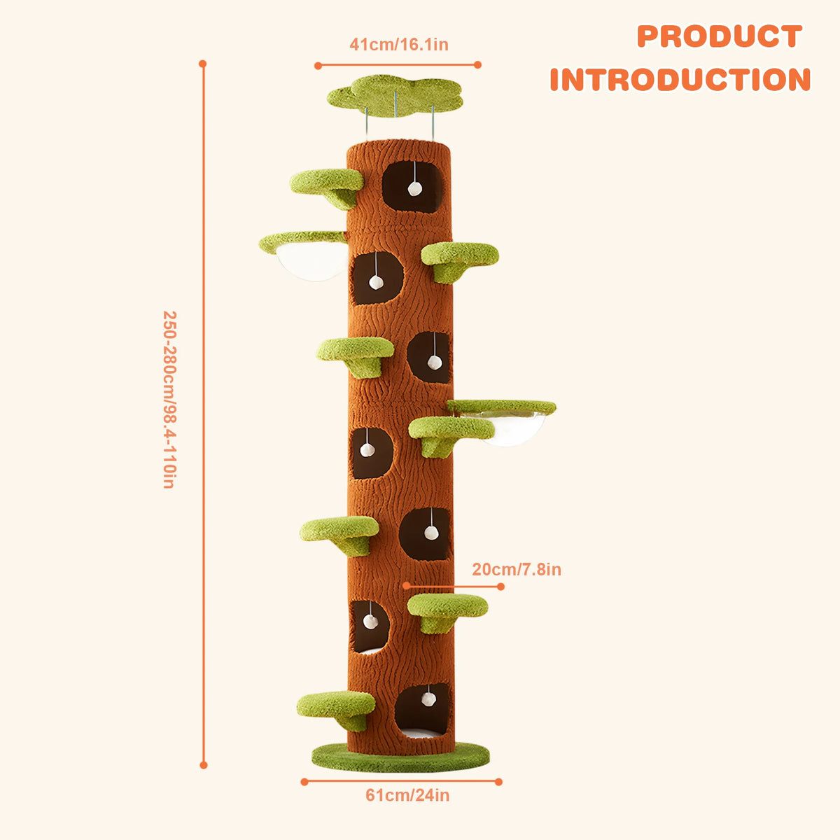 Tall Cat Tree Tower with Sisal Scratching Pad Cat Climbing Frame Super Large Cat Tree Tower for Maine Coon Cats