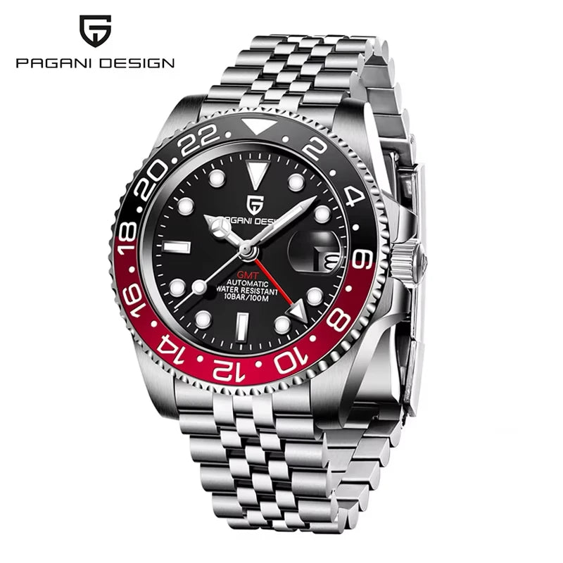 40mm GMT Men Watch PAGANI DESIGN Top Brand 1662 Mechanical Wristwatch Luxury Business 100M Waterproof Automatic Watches for Men