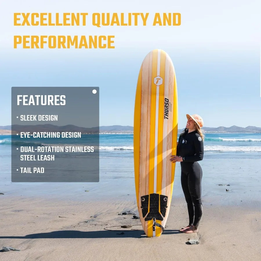 8 ft Soft Top Foam Beginner Surfboard for Adults and Kids Perfect Longboard for Surfing Beach Fun and Water Sports Lightweight a
