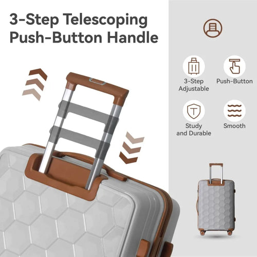 3-Piece Luggage Set Travel Lightweight Suitcases with Rolling Wheels TSA lock Moulded Corner Carry on Luggages for Business Tri